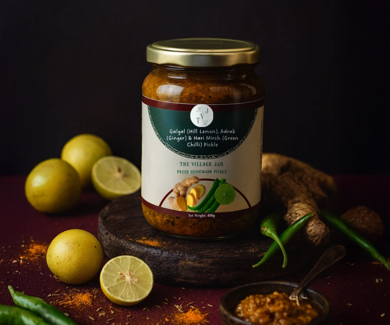 Galgal, Adrak and Hari Mirch Pickle